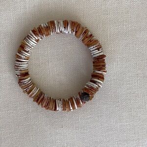 Brown and White Beaded Bracelet